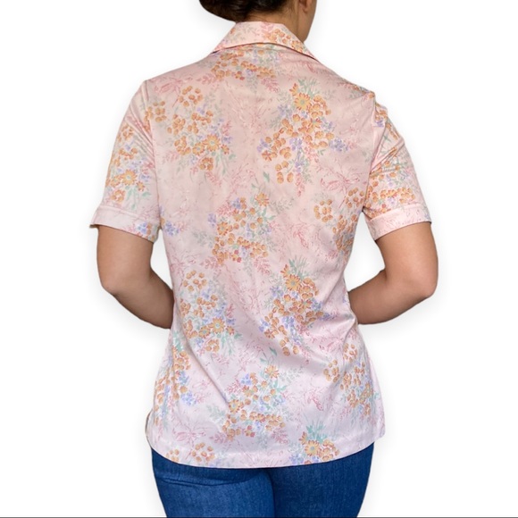 Vintage 70s Floral Print Button Down Blouse - Picture 5 of 8
